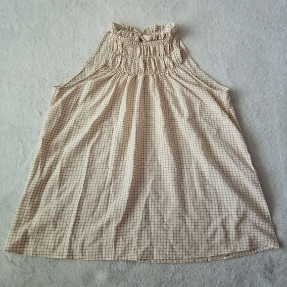 NANETTE LEPORE Gingham Ruffle Smocked Neck Sleeveless Blouse Size S - Picture 5 of 12